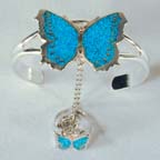 BUTTERFLY CUFF SLAVE BRACELET W RING ON CHAIN *- CLOSEOUT $ 6.50