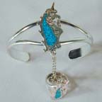 FANCY UNICORN CUFF SLAVE BRACELET W RING ON CHAIN