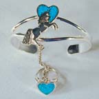 UNICORN AND HEART CUFF SLAVE BRACELET W RING ON CHAIN
