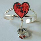 BROKEN HEART CUFF SLAVE BRACELET W RING ON CHAIN - CLOSEOUT