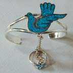 DOVE CUFF SLAVE BRACELET W RING ON CHAIN