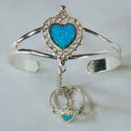 HEART IN LACE CUFF SLAVE BRACELET W RING ON CHAIN