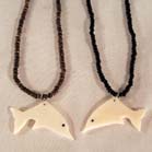 COCONUT SHELL WITH REAL BONE DOLPHIN NECKLACE - * CLOSEOUT .75