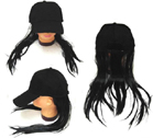 BASEBALL HAT WITH LONG BLACK HAIR