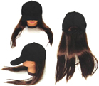 BASEBALL HAT WITH LONG BROWN HAIR