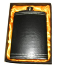 BLACK LEATHER WRAPPED FLASK *- CLOSEOUT NOW $ 4.50 EA