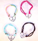 HEART PEACE SIGN ROPE BRACELETS *- CLOSEOUT 50 CENTS EA