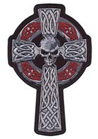 CELTIC SKULL CROSS 5 INCH EMBROIDERED PATCH