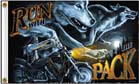 RUN WITH THE PACK WOLF MOTORCYCLE BIKER  DELUXE FLAG *- CLOSEOUT