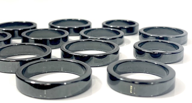 6MM FLAT STYLE BLACK HEMATITE STONE RINGS (Sold by the dozen)