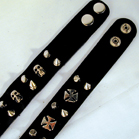 DOUBLE ROW SPIKE LEATHER SKULL / IRON CROSS CHOKER COLLAR