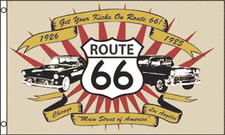 CLASSIC ROUTE 66 CAR 3 X 5 FLAG