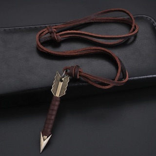 HANDMADE Leather Wrapped Metal Arrow Adjustable Necklace