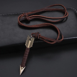 Handmade Leather Wrapped Metal Arrow Adjustable NECKLACE