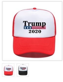 TRUMP 2020 BLACK or RED ADJUSTABLE MESH BACK COTTON BASEBALL CAP