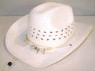 WHITE WOVEN COWBOY HAT WITH BEAR CLAW BAND *- CLOSEOUT $2.50 EA