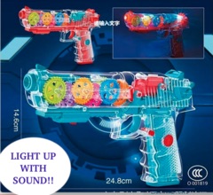 LIGHT UP MECHANICAL TOY GUN WITH MUSIC (sold by the piece)