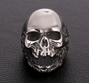 LARGE SCARY OPEN MOUTH SKULL METAL BIKER RING