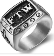 FTW #2 METAL BIKER RING WITH MIDDLE FINGER (sold by the piece)