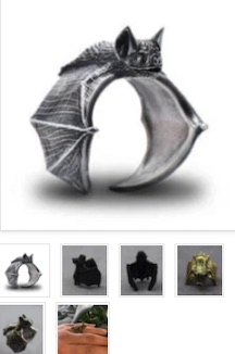 ADJUSTABLE METAL FLYING BAT BIKER RING ( sold by the piece)