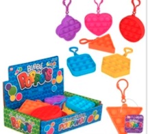 2.5'' ASSORTED SHAPE CLIP ON BUBBLE POP IT SILICONE STRESS RELIEVE