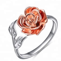 ADJUSTABLE ROSE WOMENS RING ROSE GOLD & SILVER