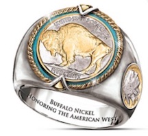 Buffalo Nickel with turquoise honoRING native metal RING