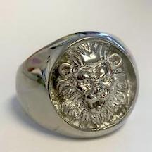 SILVER KING LION FACE METAL BIKER RING (sold by the piece)