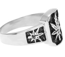 SQUARE SILVER POT LEAF METAL BIKER RING (sold by the piece)