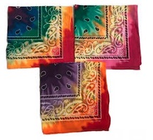 TIE DYE MULTI COLOR PAISLEY DESIGN BANDANNA 100% COTTON