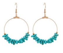 TURQUOISE STONE ROUND DANGLE EARRINGS (SOLD BY THE PAIR)