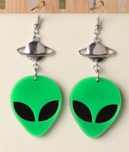 Acrylic Alien Head Space EARRINGS (sold by the pair)