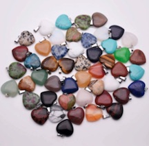 ASSORTED 1 INCH STONE HEART NECKLACE PENDANTS