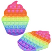 6.5'' NEON CUPCAKE BUBBLE POP  SILICONE STRESS RELIEVER TOY (sol