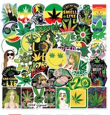50pc Lot Assorted Hemp Leaf Weed STICKERS 1.5''-3.5''( 50 pack)
