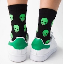 TONGUE OUT ALIEN HEAD Unisex Crew SOCKS (sold by the pair)