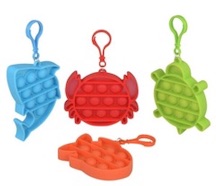OCEAN LIFE BUBBLE POPPERS CLIP ON 3.5''-4.25'' SILICONE TOY