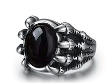 BLACK JEWEL CLAW METAL BIKER RING ( sold by the piece)