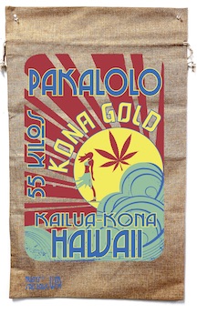 HAWAIIAN KONA GOLD MARIJUANA BURLAP BAG