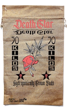 DEATH STAR SKULL MARIJUANA BURLAP BAG