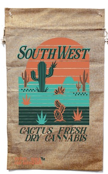 SOUTHWEST CACTUS MARIJUANA BURLAP BAG