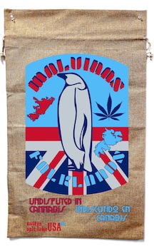 MALVINAS FALKLANDS PENGUIN MARIJUANA BURLAP BAG