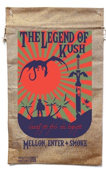 LEGEND OF KUSH MARIJUANA BURLAP BAG