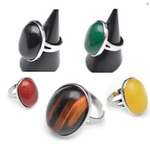 Agate stone adjustable metal silver RINGs ASSORTED
