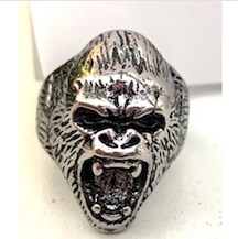 Gorilla face metal biker RING