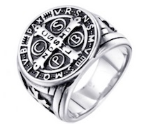 ST BENEDICT METAL BIKER RING