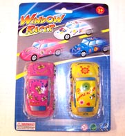 STICKY CAR W FLOWERS WINDOW RACERS- CLOSEOUT NOW ONLY 25 CENTS