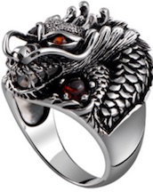 RED EYE DRAGON METAL BIKER RING