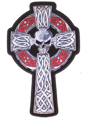 JUMBO PATCH CELTIC CROSS WITH SKULL HEAD