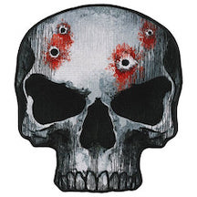 9 x 10 JUMBO SKULL PATCH WITH BULLET HOLES (sold by the piece) 9